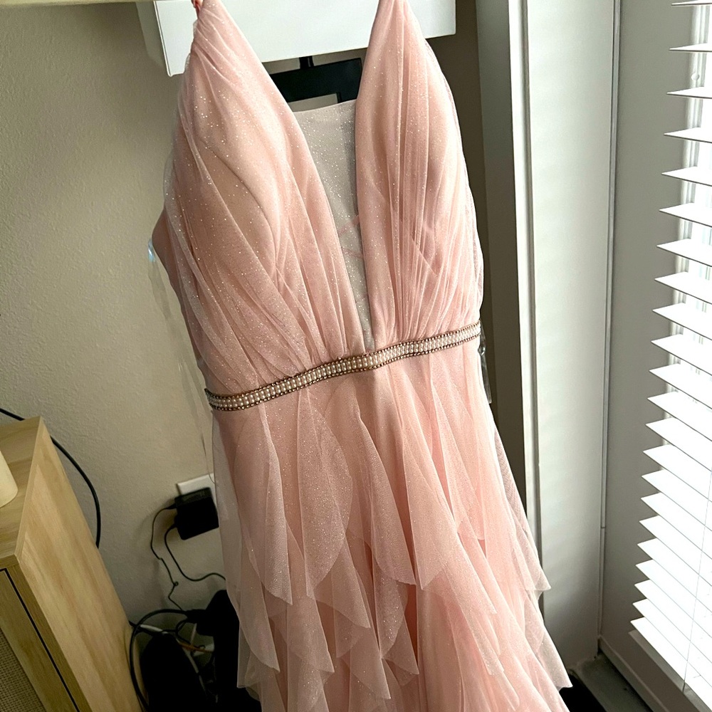 Pink ruffle prom dress